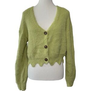 |EUC| ADORA Fuzzy Soft Cropped Button Cardigan Sweater